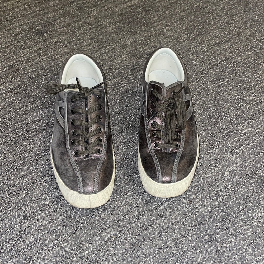Metallic platform tretorn sneakers
